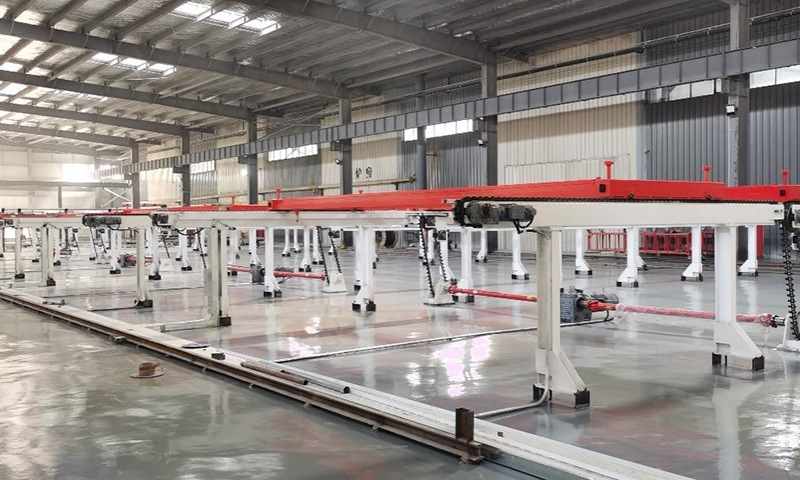 Linha de colocação de quadros de malha